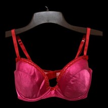 38C 158858-Z29 Bright Pink/Red Second Skin Satin Victorias Secret Bra Plunge EUC - £20.87 GBP