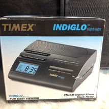 New Timex Indiglo Alarm Clock T422B Night Light AM/FM Radio Black Nightstand. - $38.61