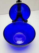 Vintage Cobalt Royal Blue Glass Soup Cereal Salad Bowls 2 Pc Set 5.75&quot; - £9.42 GBP