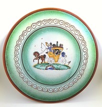 Vintage Austrian Terra-cotta Green Plate Horse Carriage Back Hand-Painted - £31.85 GBP