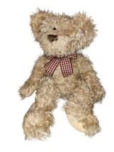 Russ Bearie Plush Teddy Bear Brown Corduroy Paws Plaid Bow Russplus 58005 - £11.79 GBP