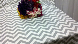 CHEVRON TABLECLOTH 54 X 84&quot; grey and white table cloth rectangle Gray zigzag che - £39.95 GBP