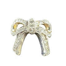 Womens Ring Silver Tone Bow with Crystals Size 5 - £11.87 GBP