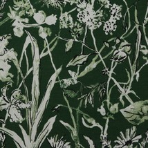 Lacefield Designs Garden Party Hunter Green Floral Linen Fabric By The Yard 54&quot;W - £7.82 GBP
