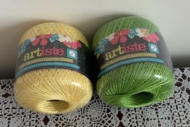 Hobby Lobby Artiste Crochet Thread 135 Green  145 Lemon Yellow 400 Yards New - £9.56 GBP