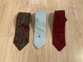 Lot of 3 Vintage Tie Christian Dior Monsieur Silk Fabric Red, Blue - £23.54 GBP