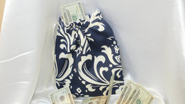 DAMASK MONEY BAG Navy Blue and White or Navy and Ivory Osborne Money Dan... - $24.95