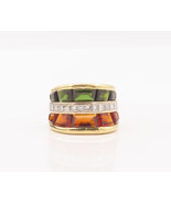 18K GOLD Vintage Ring 2 Tone Rectangle Gemstones 3/4 Ct Diamonds  Sz 5 G... - $3,849.39 CAD