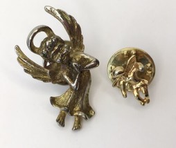 Guardian Angel Lapel Tack Pin Lot of 2 Gold Tone - $5.00