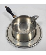Vintage Woodbury Gravy Pitcher Pewter w/ Wood Handle &amp; Tray - $45.22 CAD
