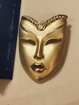 Goldtone Mask Brooch Mardi Gras, Theater, Masquerade - £7.19 GBP