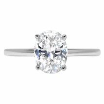 1Ct Oval LC Moissanite Solitaire Engagement Ring White Gold-Plated Silver Xmas - £62.35 GBP