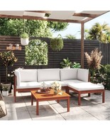 vidaXL Garden Lounge Set Cream White Solid Acacia Wood 5 Piece Set - €543,69 EUR