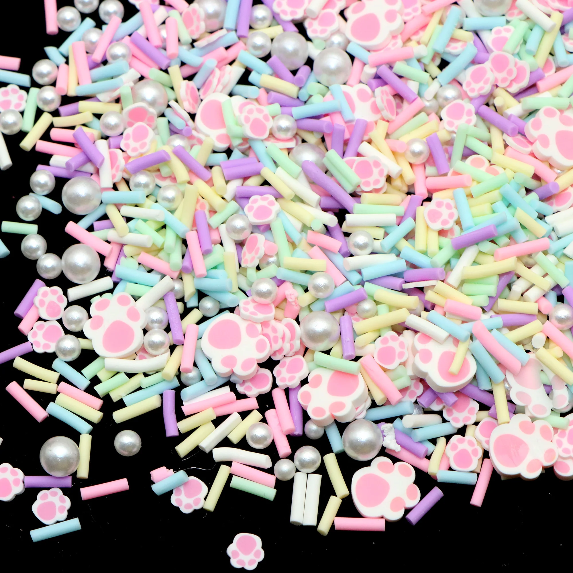 10g Dog Paw Polymer Clay Slices Faux Pearl Beads Sprinkle Mix for -12732... - $0.76