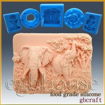 2D Silicone Soap/sugar/fondant/chocolate Mold – Enchanting Elephants - £29.72 GBP