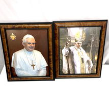2 Catholic Print Pictures 8x10 Pope Benedict Xvi And Pope John Paul Ii Framed - £11.23 GBP
