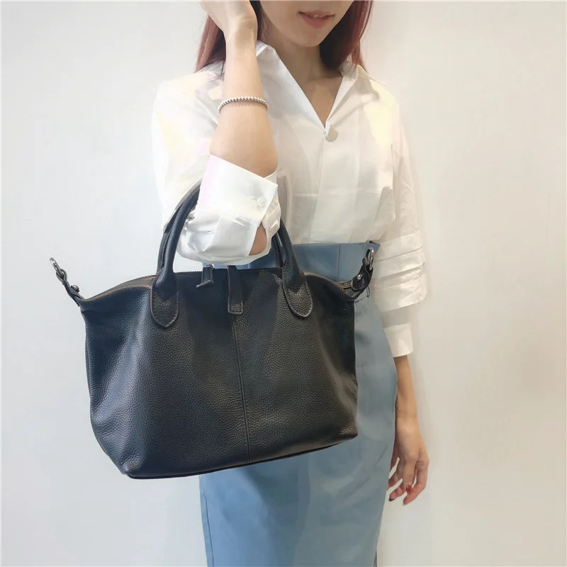 Free Gift Women&#39;s Soft Leather Handbag 100% Female Fashion Woman Zipper Solid Sh - £78.11 GBP