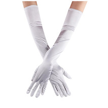 Bridal Prom Costume Adult Satin Gloves White Solid Opera Length New Party - $12.59