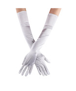 Bridal Prom Costume Adult Satin Gloves White Solid Opera Length New Party - $12.59