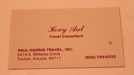 Kory Aul Travel Consultant Vintage Business Card Tucson Arizona bc5 - £3.05 GBP