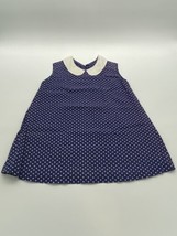 Girl Polka Dot Dress 1960s Blue White Cotton - SLIGHT FADING SEE PHOTOS - £21.30 GBP