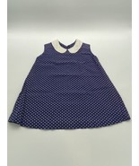 Girl Polka Dot Dress 1960s Blue White Cotton - SLIGHT FADING SEE PHOTOS - £21.24 GBP