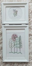 Double White Frame Embroidered Trees &amp; Joy Wall Pictures Red Green - $12.99