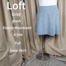 Loft Gray Elastic Waistband A Line Plush Knee Skirt Size 22 - £10.97 GBP