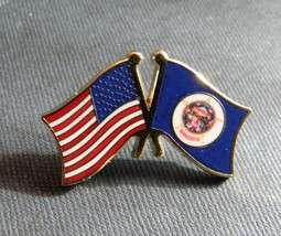 MINNESOTA UNITED STATES US STATE USA COMBO FLAG LAPEL PIN BADGE 1 INCH - £4.45 GBP