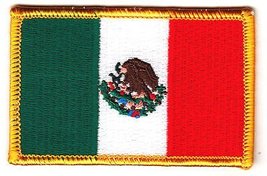 Mexico Flag, Mexican National Flag w/Gold Border/Iron On Patch Applique - £2.70 GBP