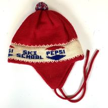 Vtg 1970s Pepsi Ski School Knit Beanie Hat Cap Red White Blue Pom Pom Wi... - $39.00