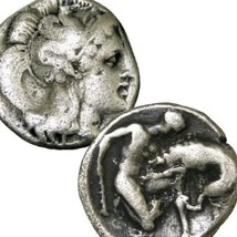 HERAKLES wrestling the Nemean Lion/ATHENA. Tarentum, Calabria Ancient Greek Coin - $284.05