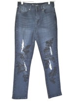 Diane Gilman DG2 Jeans Women&#39;s Size 6 Distressed Stretch Denim Embellished - £12.56 GBP