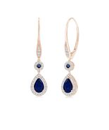 ANGARA 1.18 Ct Round and Pear Sapphire Halo Leverback Earrings in 14K So... - $1,538.10