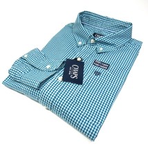 Chaps Men&#39;s L/S Check Plaid Shirt Easy Care Deep Turquoise Blue Size XL - £19.11 GBP