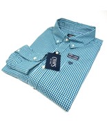 Chaps Men&#39;s L/S Check Plaid Shirt Easy Care Deep Turquoise Blue Size XL - £18.96 GBP