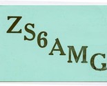QSL Card ZS6AMG Stilfontein South Africa 1957 - £7.82 GBP