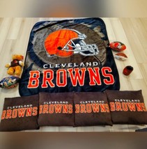 Bundle Of 10 Cleveland Browns Items Blanket~Pillows~Footballs~Insulated Can  - $36.47