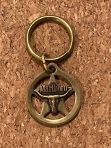 Vintage Marlboro Brass Key Chain Key Ring Longhorn Steer Western Texas Star - $4.90
