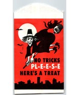 Trick Or Treat Halloween Candy Goodie Bag Flying Witch On Broom Moon Bla... - £11.60 GBP
