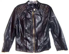 Forever 21 Black Studded Polyurethane Jacket looks just like Leather! Sz Jrs L - £28.31 GBP