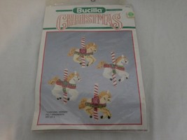 Bucilla Vintage Felt Christmas Ornament Kit Carousel Horses Sequins Set of 4 - $36.65
