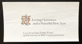 Paul Linda McCartney Wings MPL Communications Christmas Card - $10.00