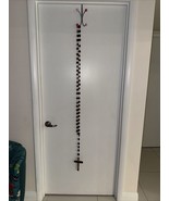 Vintage 5 Foot Wooden Cubed Rosary Wall Hanging Decor Brown Gold Christi... - $91.52 CAD