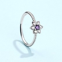 925 Sterling Silver Forget Me Not with Purple CZ Ring For Women - £13.81 GBP