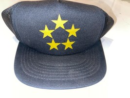 5 STAR CAP USAF BLACK GOLD HAT W/ 5 STARS GENERAL ADJUSTING BACK STRAP - $17.81