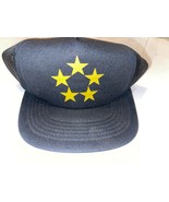 5 STAR CAP USAF BLACK GOLD HAT W/ 5 STARS GENERAL ADJUSTING BACK STRAP - £14.00 GBP