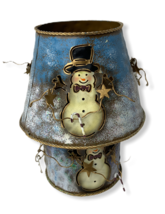 Home Interiors Metal Pillar Candle Holder Snowman Decorative Holiday - £9.73 GBP