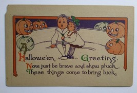 Halloween Postcard Everett Studios Children Goblin Pumpkins Original Vintage - £85.93 GBP