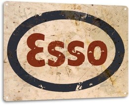 Esso Gas Logo Garage Service Motor Oil Retro Vintage Wall Decor Metal Ti... - £17.50 GBP
